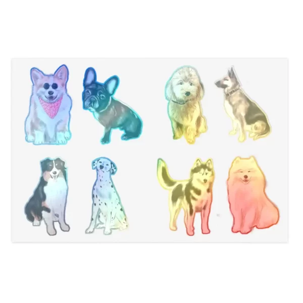 8-Cute-Dog-Sticker-Sheets-Adorable-Vinyl-Stickers-for-Pet-Lovers-Holographic
