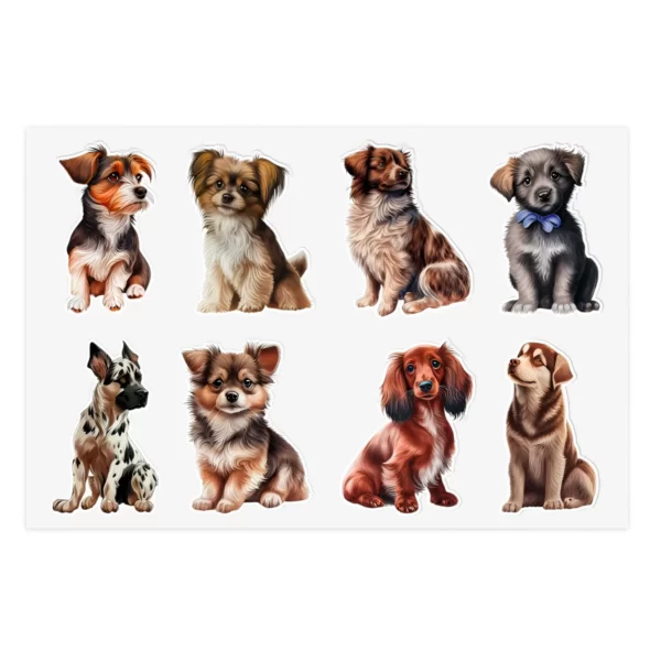 8 Cute Dog Vinyl Sticker Sheet – Splash of Cuteness