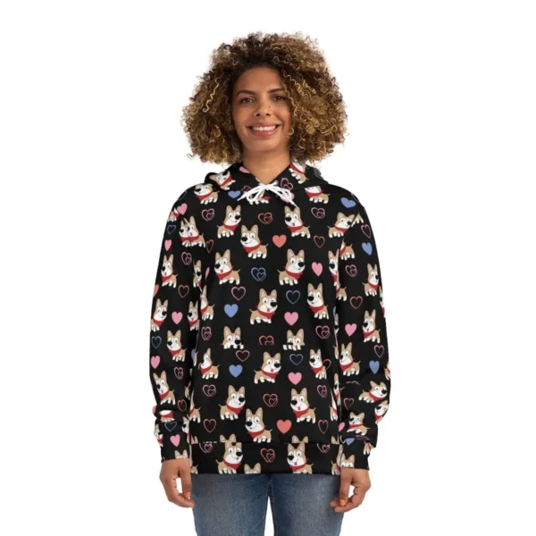 Cozy black hoodie with cute dog pattern Women Front