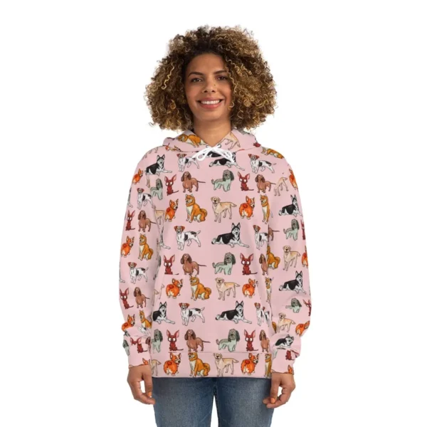 Light Pink Dog Breed All-Over Print Hoodie Women