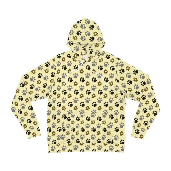 Vibrant light yellow dog paw pattern hoodie