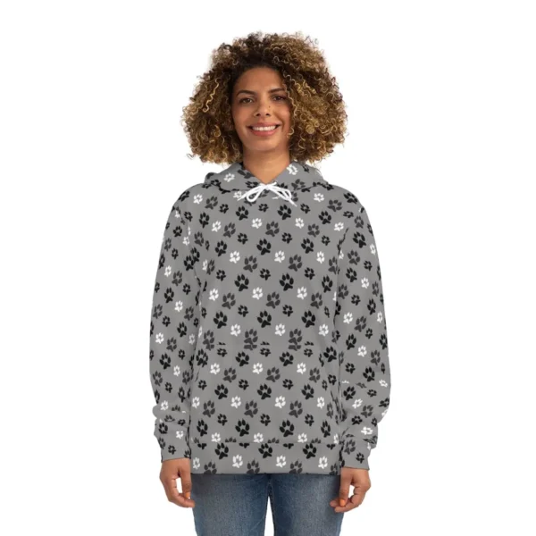 light grey dog paw pattern hoodie - Women