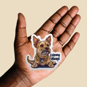 Cute Yorkshire Terrier Puppy Sticker - Listening Always