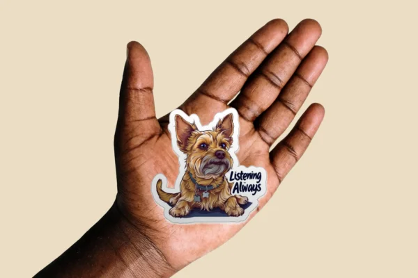 Cute Yorkshire Terrier Puppy Sticker - Listening Always