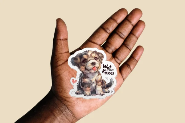 Cute Havanese Dog Sticker - Wet Wose Kissses Quote